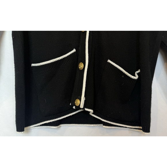 Vintage Bay Point Threads Womens Cardigan Sweater Size L Crest Academia USA Prep - Picture 5 of 11
